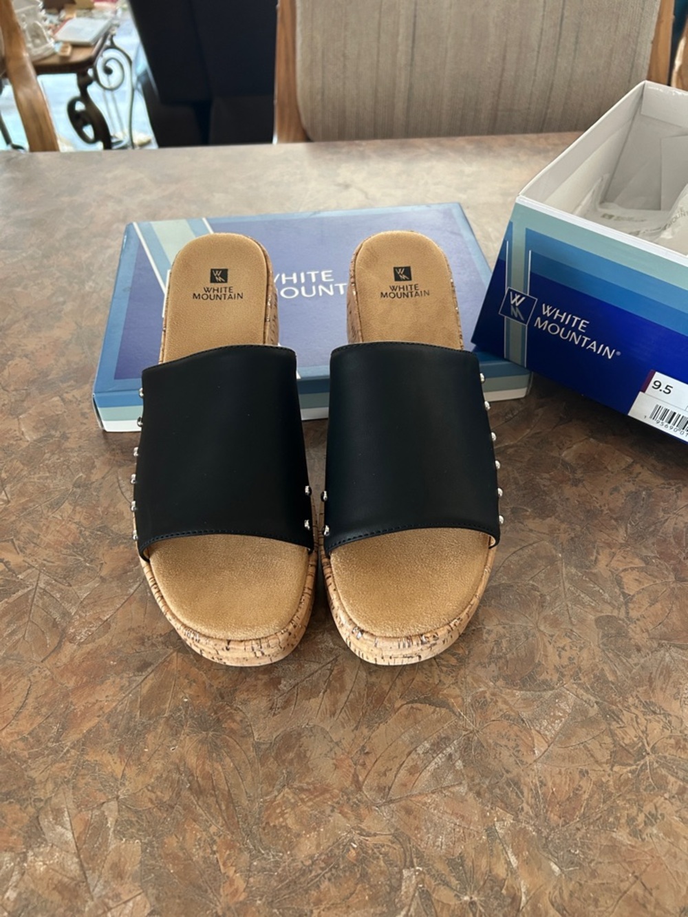 White Mountain Black And Sexy Bling Slides